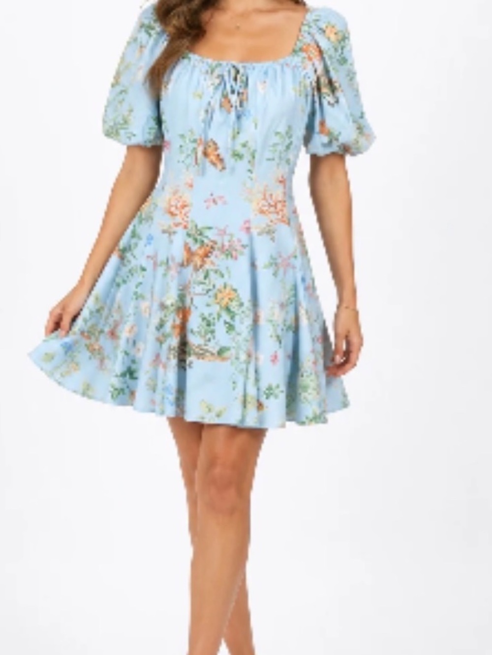 Altar’d State Sky Blue Butterfly Garden Puff Sleeve Mini Dress-NWT